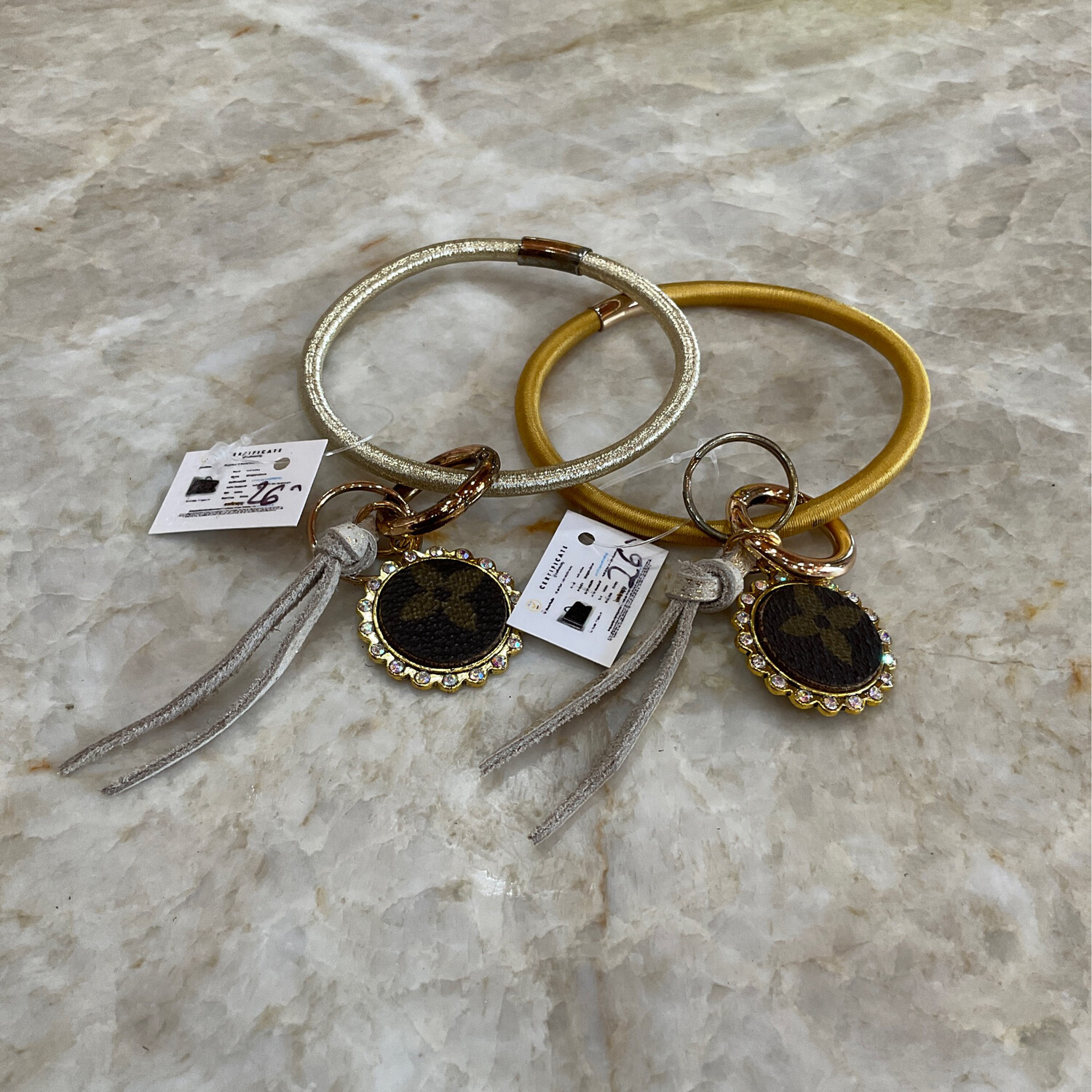 Sandra Ling LV O Ring Keychain Asstd SM Leather Tie 