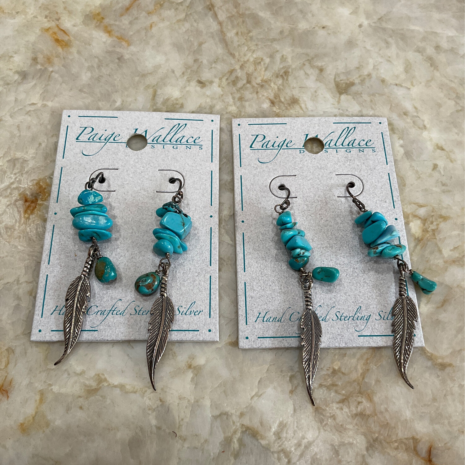 PW #12 SS Feather Turq Earring 