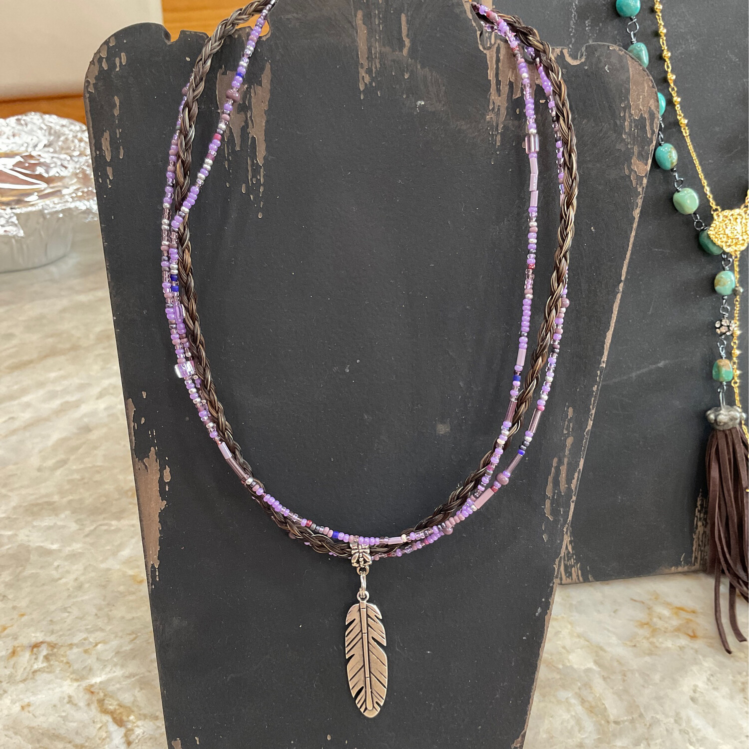 Cowboy Collectibles N6-L FS Necklace Lilac Silver Feather 