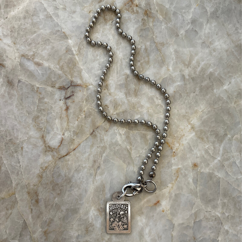 Troublemaker Hold Fast Pendant Necklace Ball Chain 