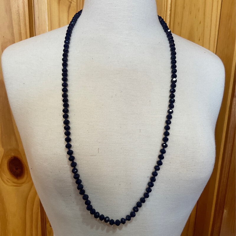 A Rare Bird Deep Navy Beaded Long Necklace 