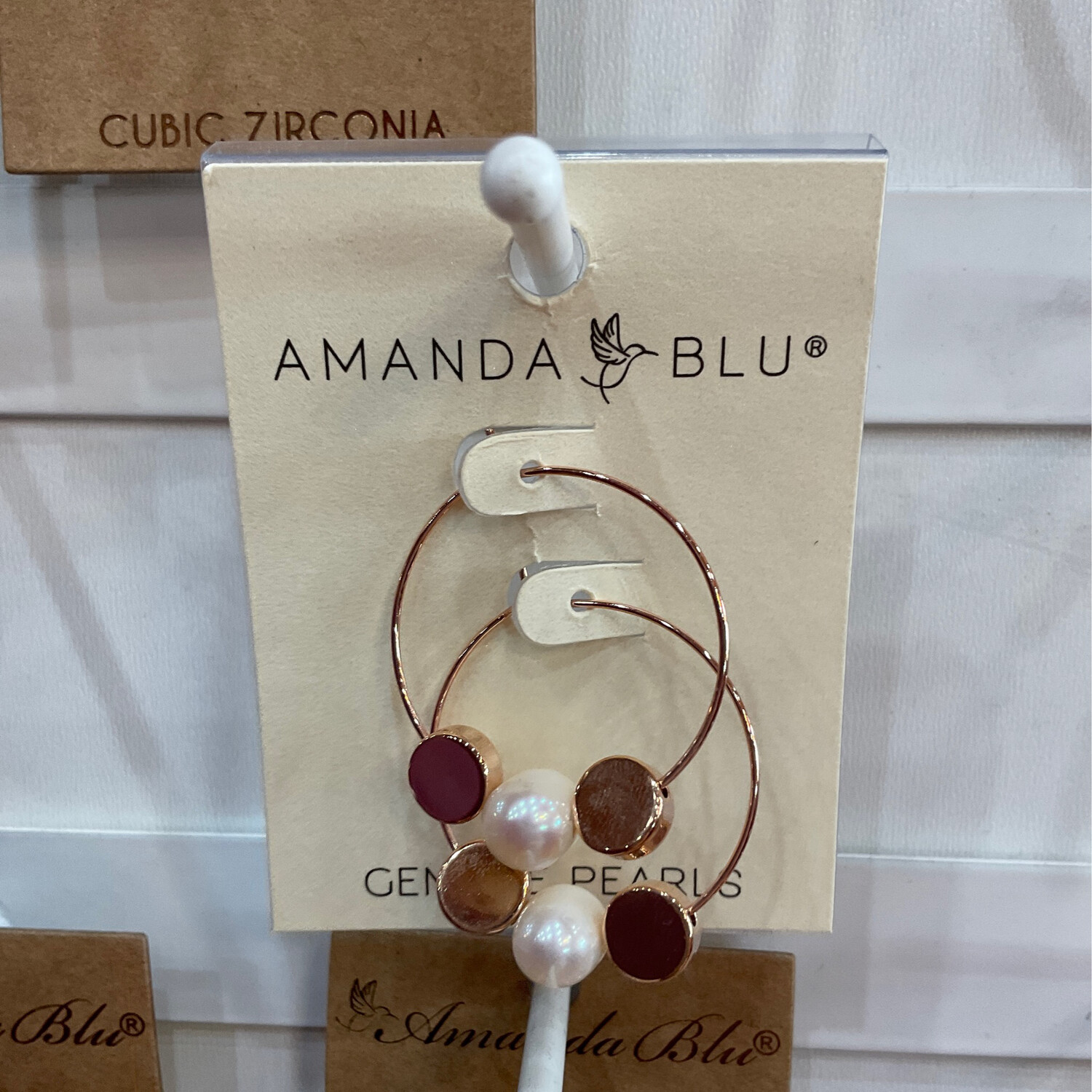 Amanda Blu 1474 DD Disc Pearl Hoop Earrings Rosegold 