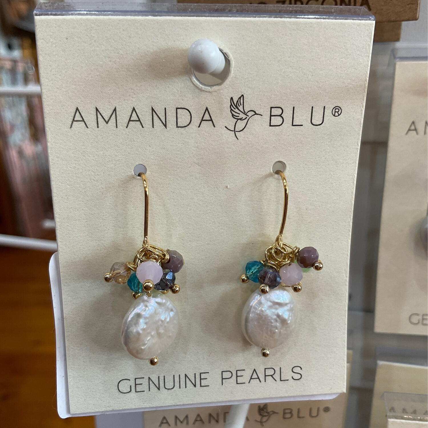 Amanda Blu 1478 Coin Pearl Cluster Earrings 3 Color 