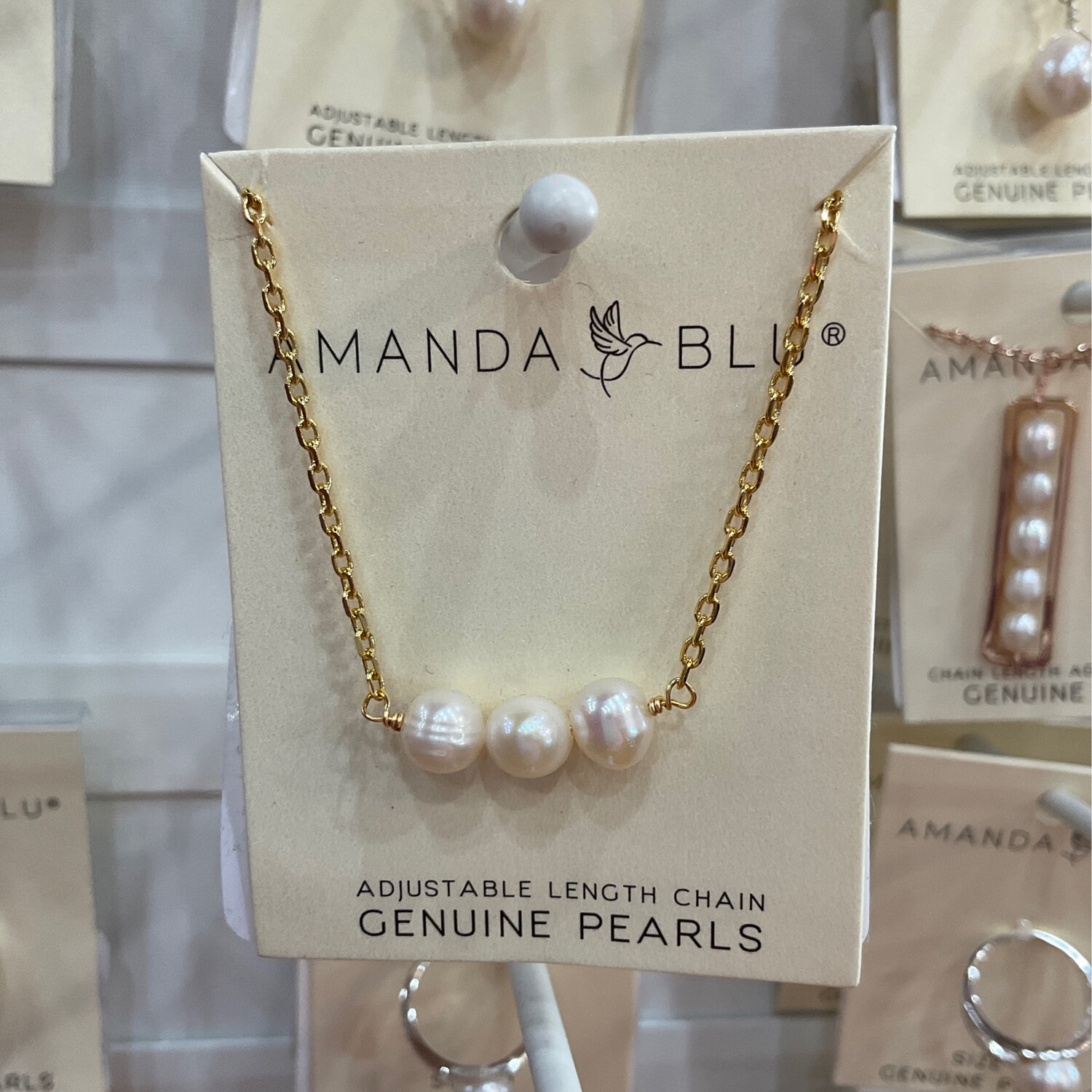 Amanda Blu 1506 3 Pearl Row Necklace Gold 