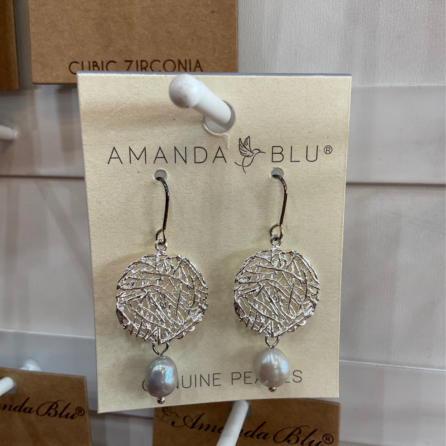 Amanda Blu 1410 Pearl Drop Earrings Natural Gray 