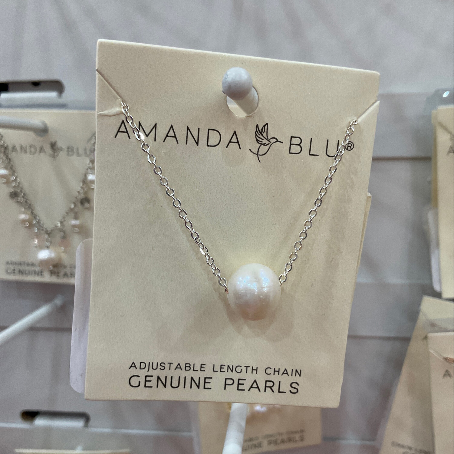 Amanda Blu 1511  Solitaire Pearl Necklace Silver 