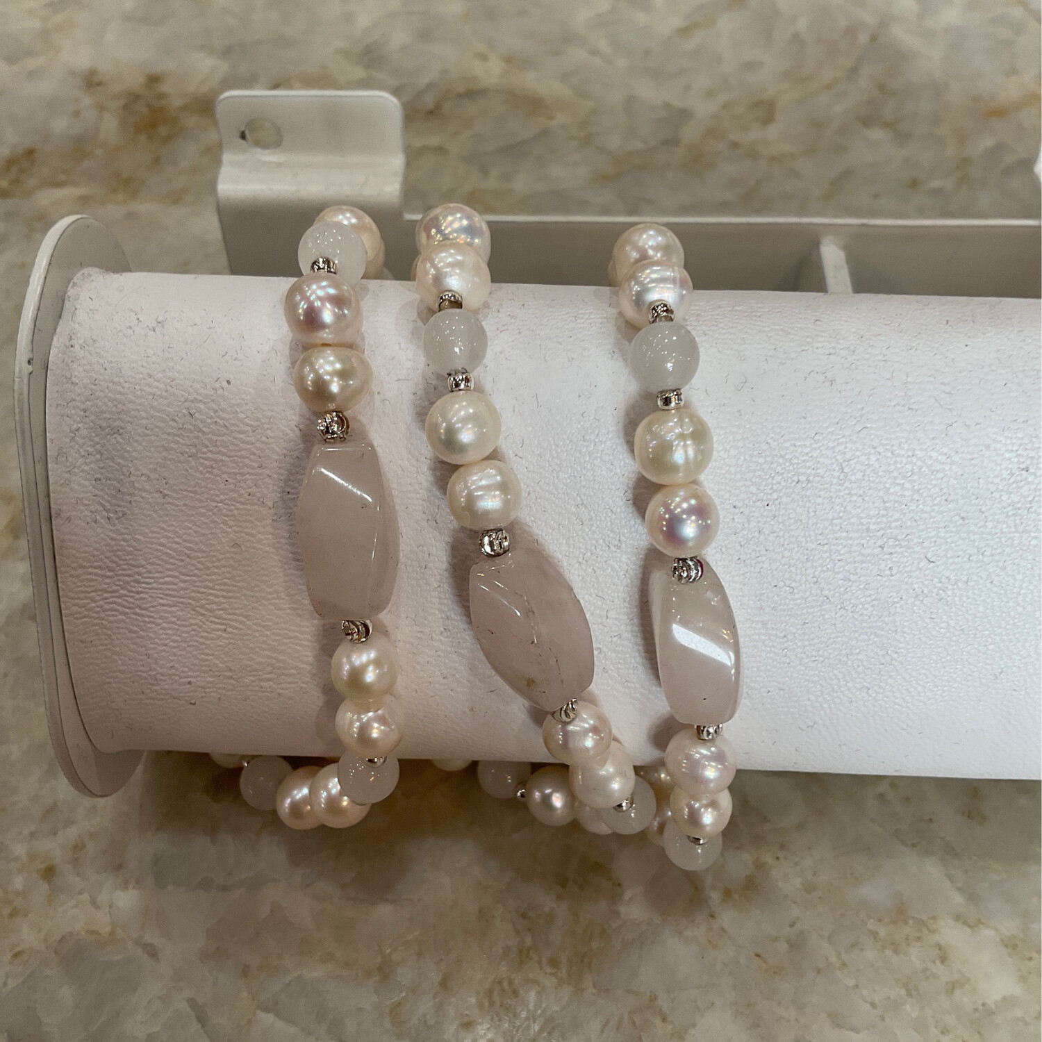 Amanda Blu 1569 Pearl & Stone Pull Cord Bracelet 