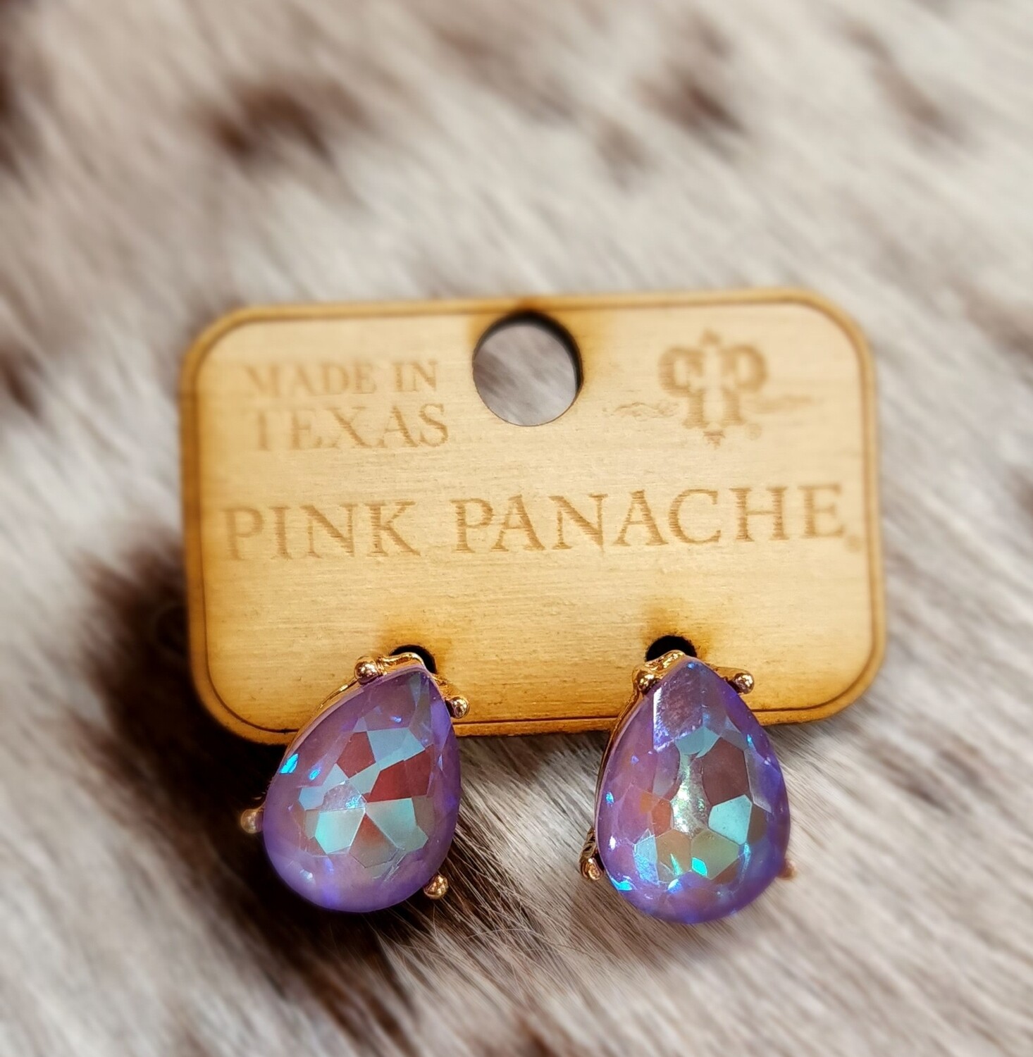 Pink Panache 1CNC E086 SM Purple Teardrop Earrings 