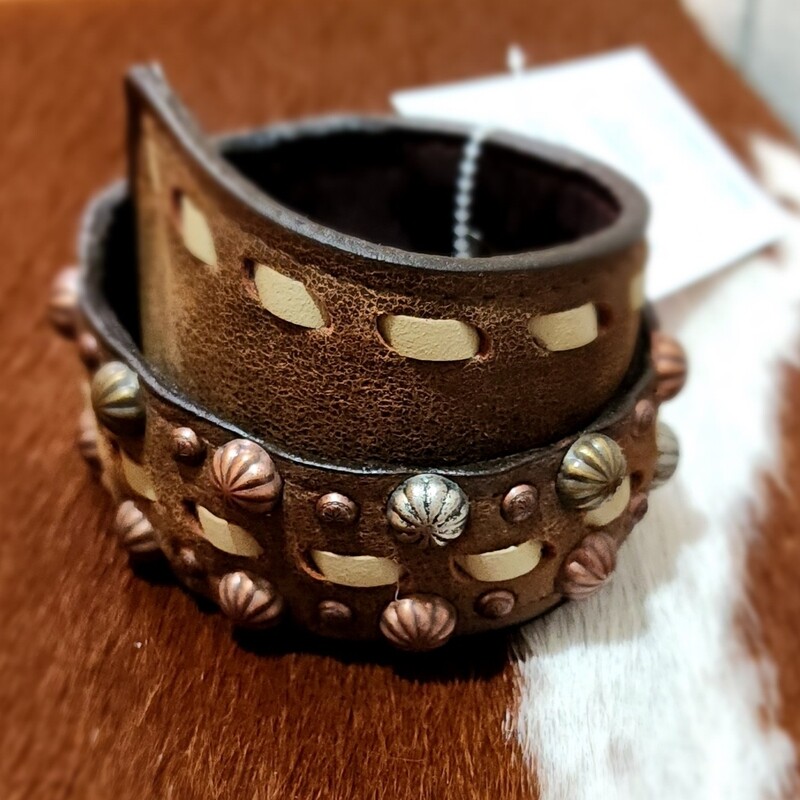 Double J WCUF01 Leather Wrap Cuff Brown Bomber 