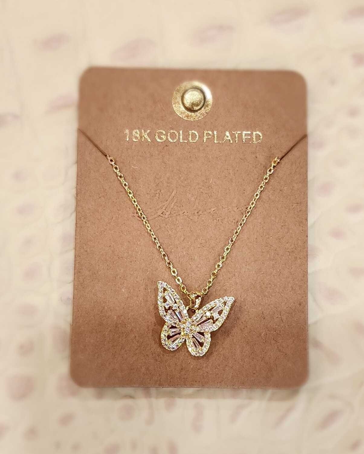 Vintage Havana Sabrina Gold Butterfly Curb Chain Necklace 