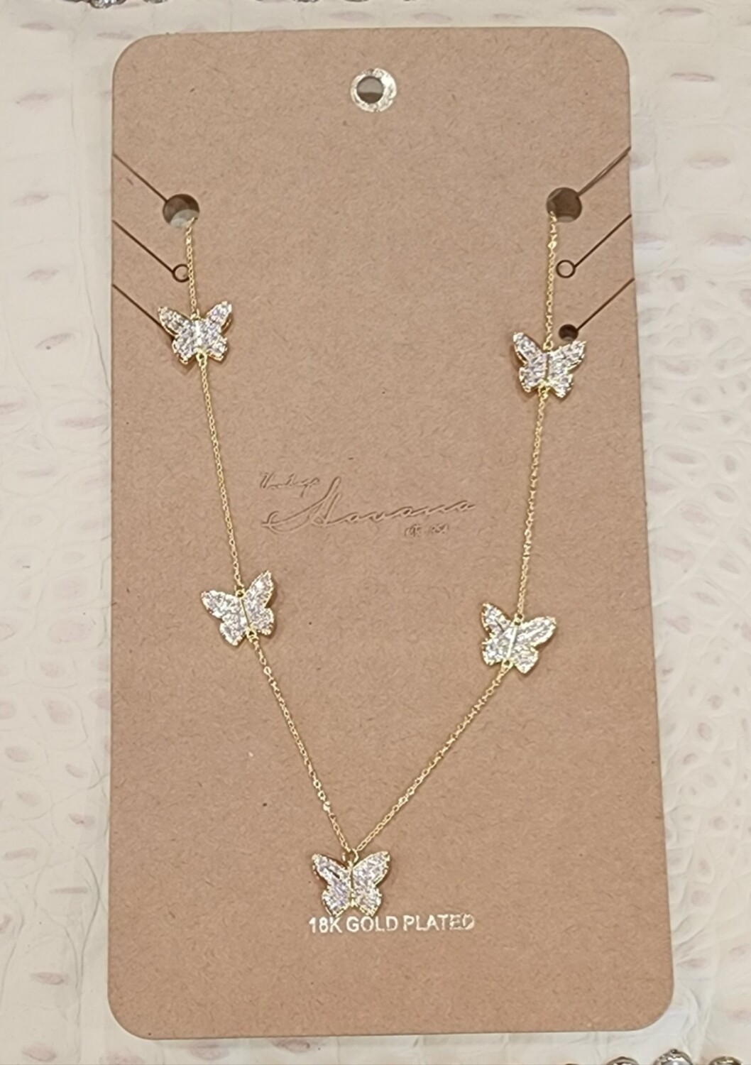 Vintage Havana Mimi Mini Butterfly Gold Chain Necklace 