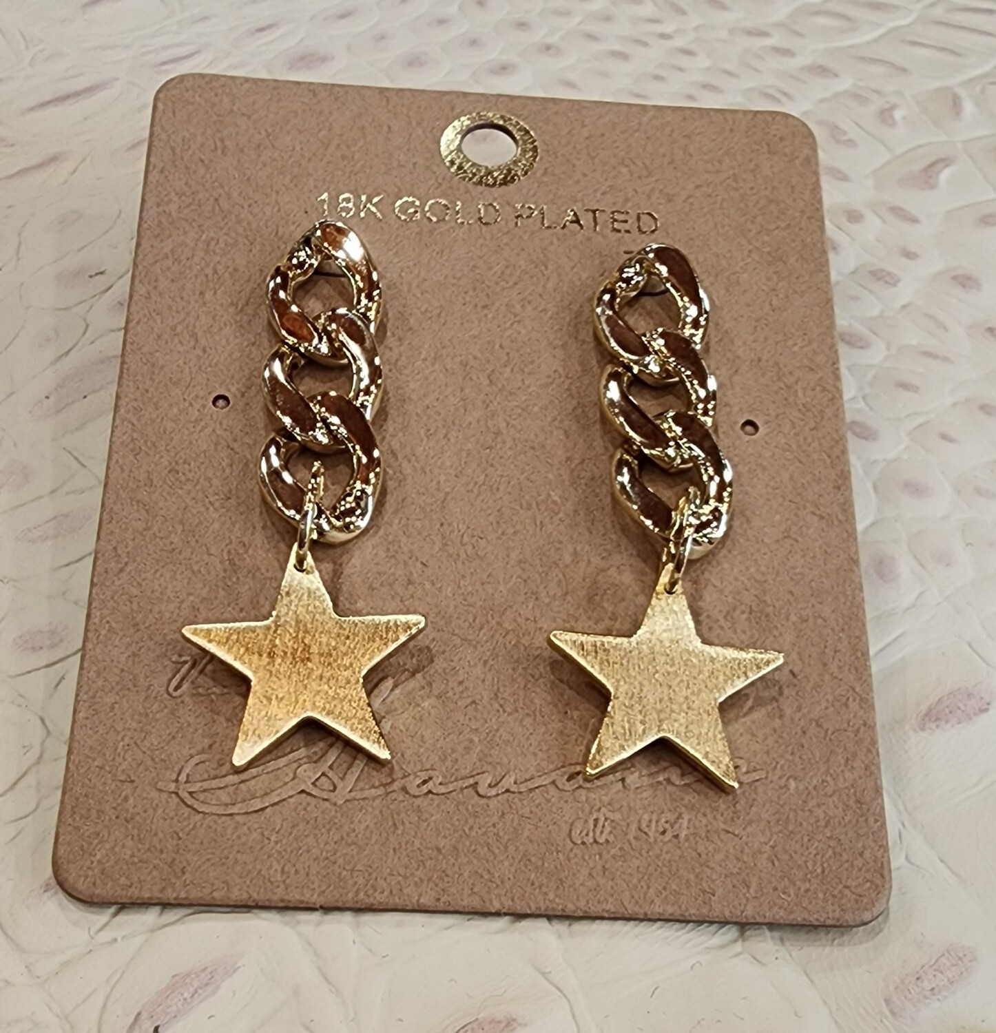 Vintage Havana Kelly Chain Earring Gold Plated Star Pendant 