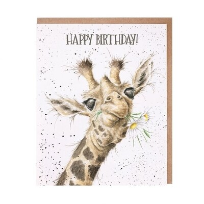 Wrendale AOC007 Birthday Flowers Giraffe Card 
