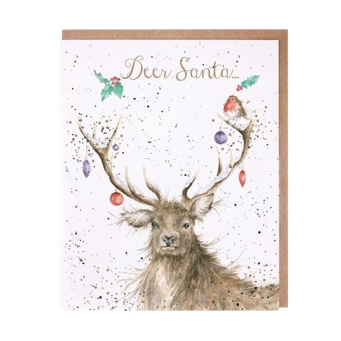 Wrendale AX021 Deer Santa Card  Moose 