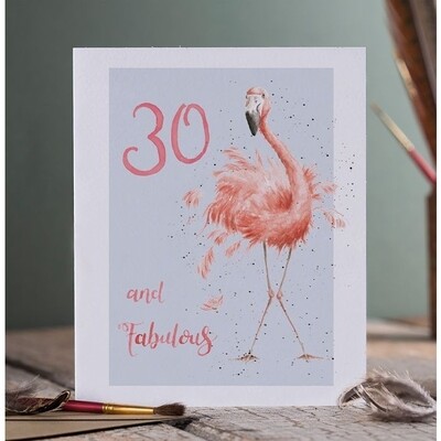 Wrendale APA002 Fabulous Flamingo B-Day Card 