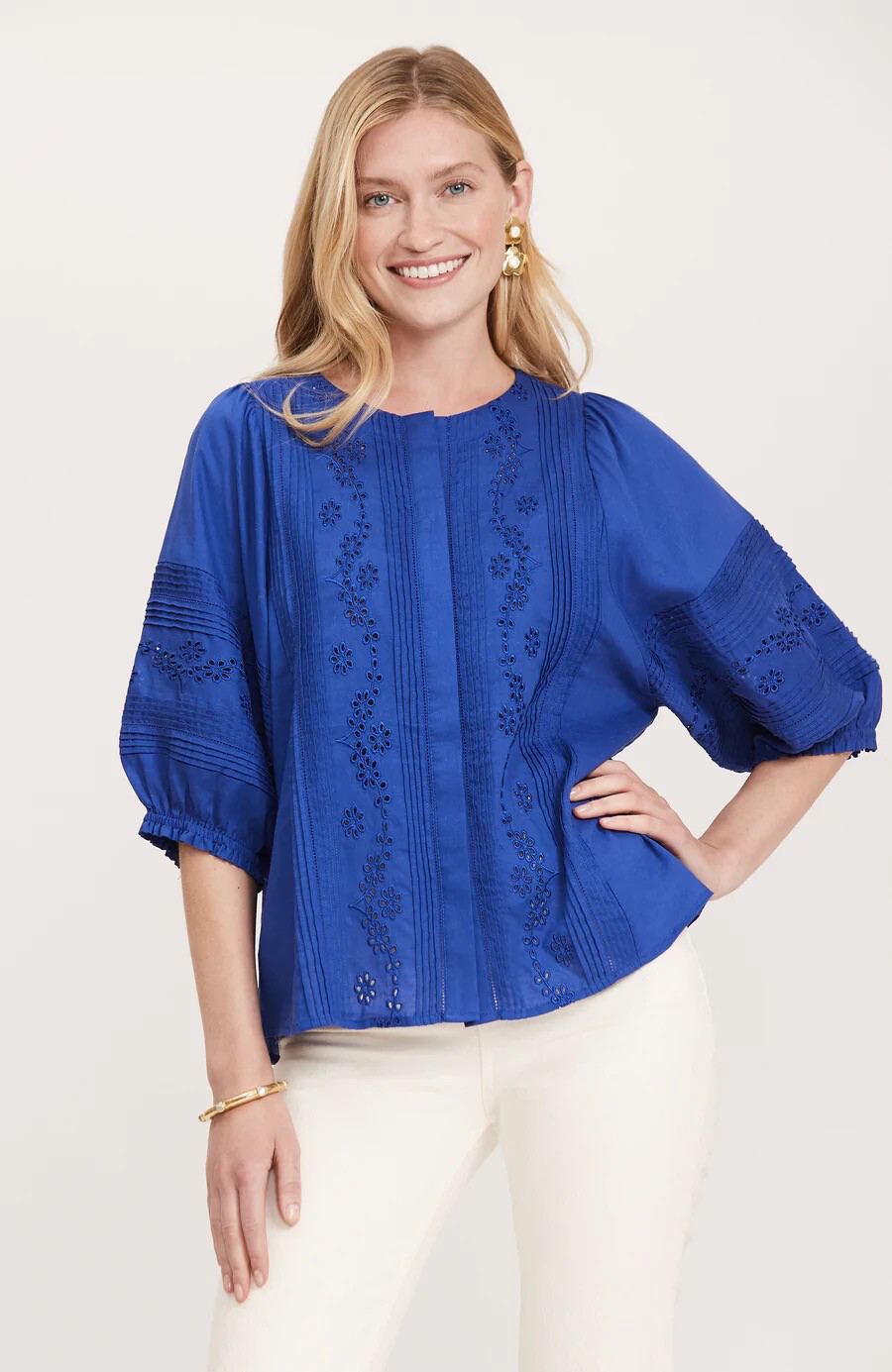 Tyler Boe 32307T Embroidered Puff Sleeve Top 
