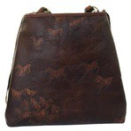 Double J BT161 Big Tote Running Horses Leather Bag 
