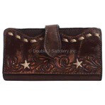 Double J LW173 Ladies Wallet Brown Vintage Pocket  Texas Star Tooling 