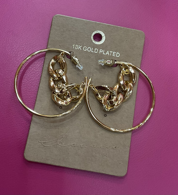 Vintage Havana  Gold Double Mini Huggie /Linked Chain Earring