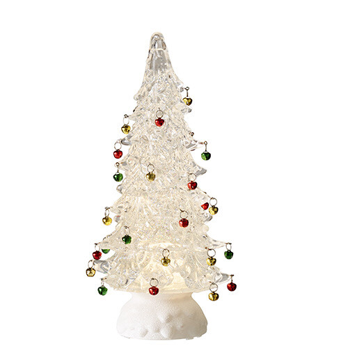 Rax 4216190 12" Lighted Clear Tree W/Jingle Bells & Swirling Glitter 