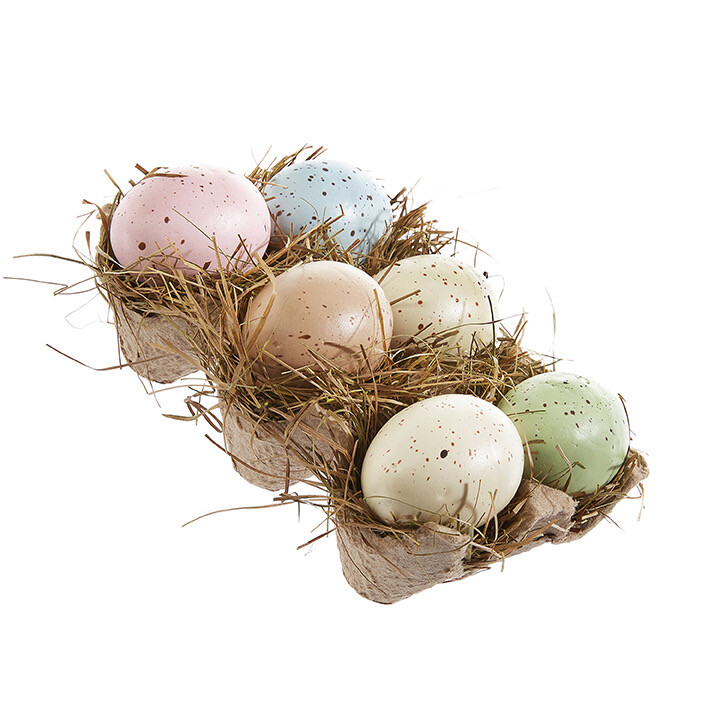 Raz 4203400 2" Crate Of Pastel Speckled Eggs 