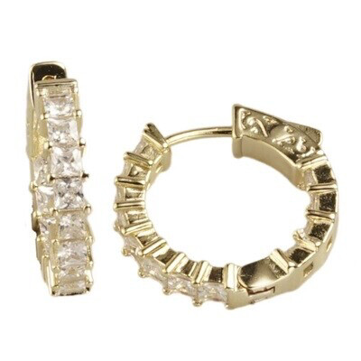Fossick Imports JE3727-GCV Small Gold CZ Huggie Hoop Earring 