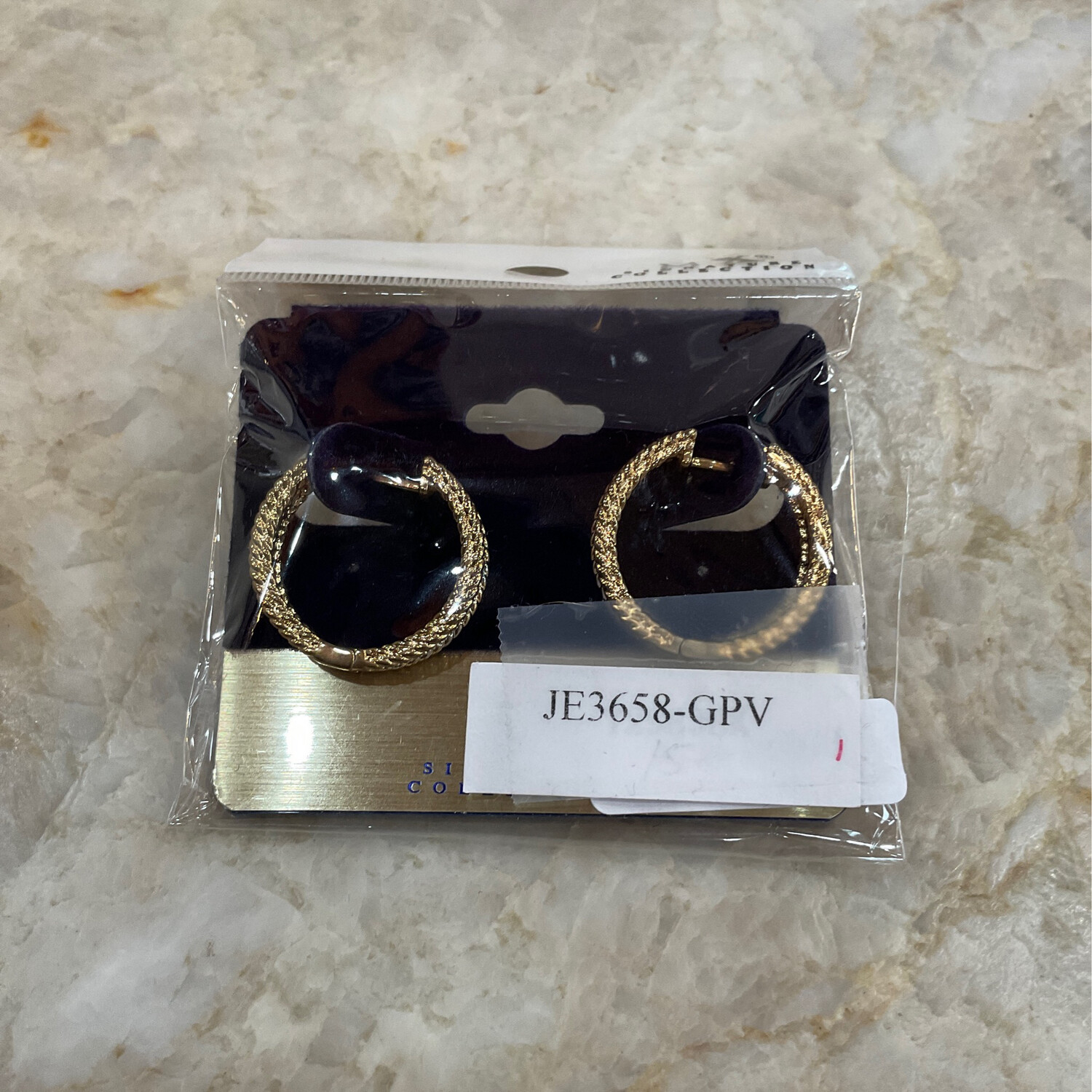 Fossick Imports JE3658 -GPV Gold Huggy Pave  Hoop Earring 