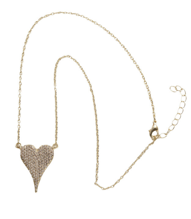 Fossick Imports JN3649-GPV  16" Gold Pave Heart Necklace 