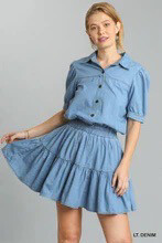 Umgee J4120 Denim Dress W/Gathered Waist 