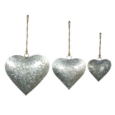 Wilco Home 62142 S/3 Metal 3-D Hanging Valentine Hearts Ornaments