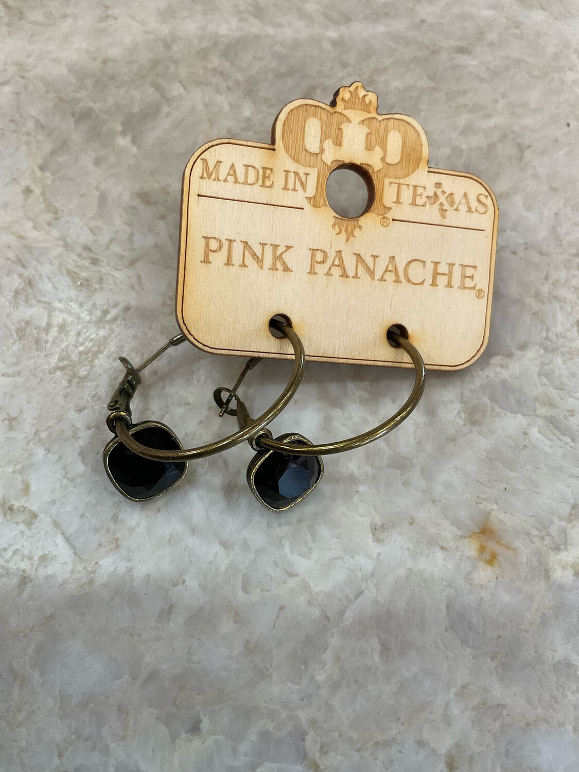 Pink Panache 1E508BBL 10MM Bronze/Black Hoop Earring 