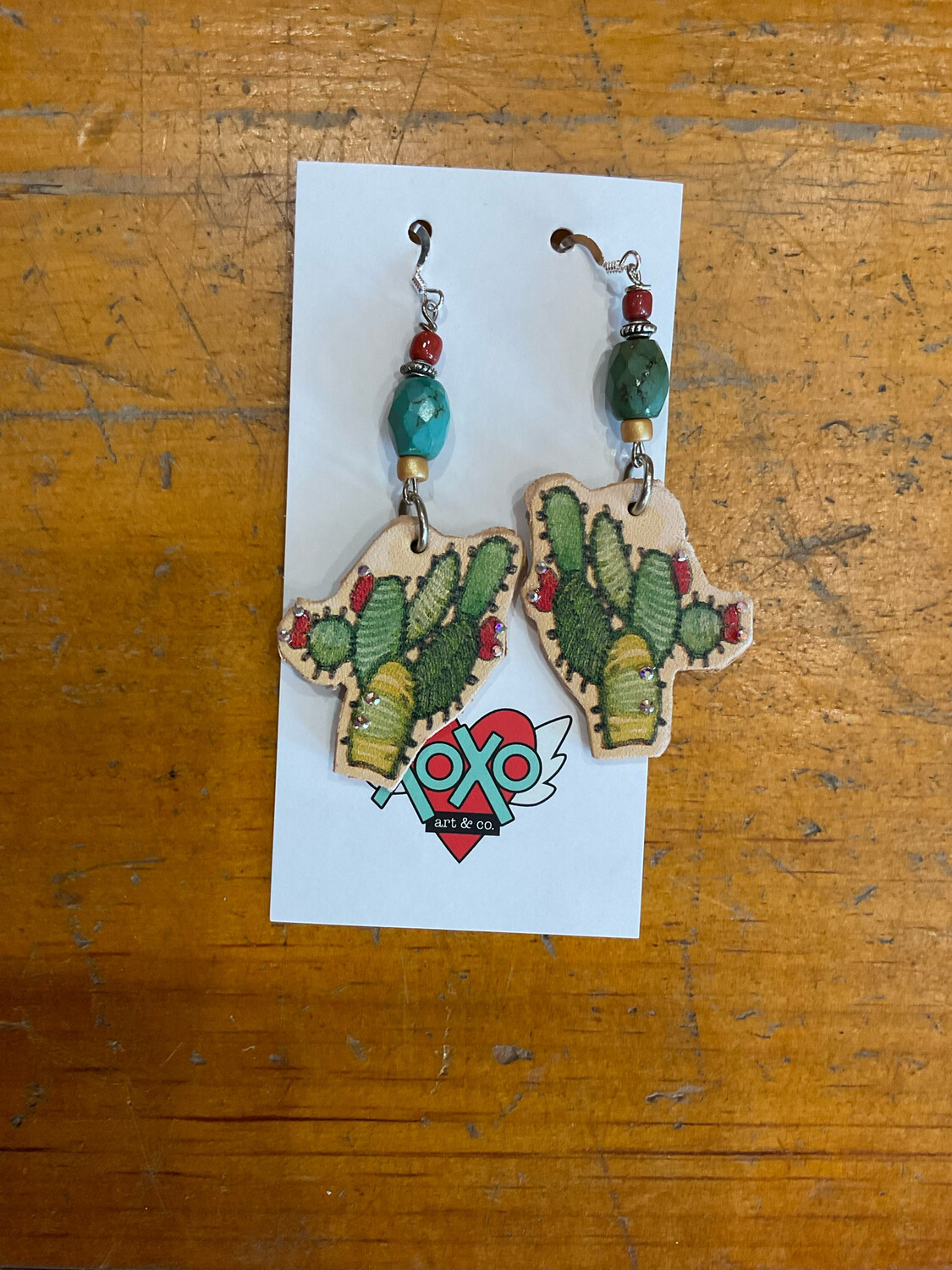 XOXO 2-139 Mexican Lovers Cactus Leather Earrings 