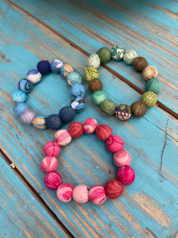 Rare Bird Cloth Bead Bracelet Assorted Colors 