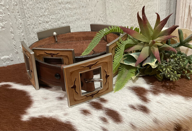 Just Fabulous Emb On Leather Conchos Black  Belt 