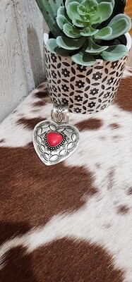 Elegant 270-010 Silver Red Heart Pendant 