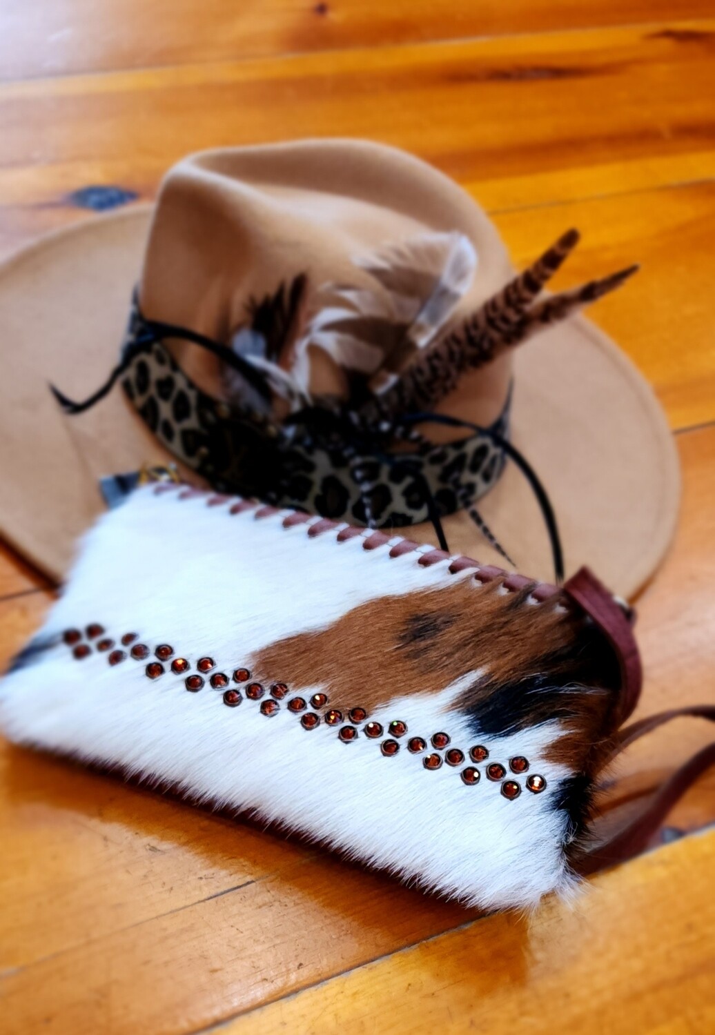 Kurtmen Jamie Crossbody Bag Long Strap  Cowhide Crystals 