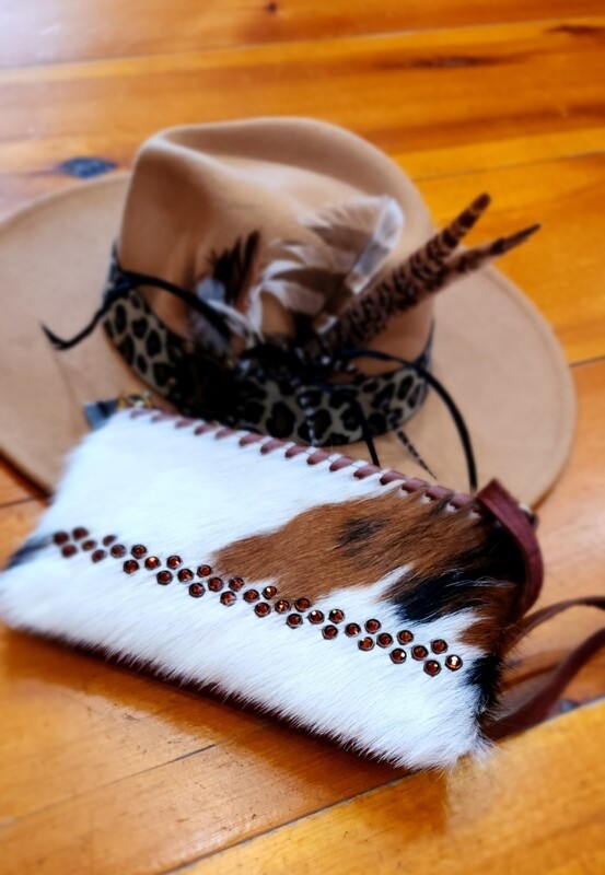 Kurtmen Jamie Crossbody Bag Long Strap  Cowhide Crystals 