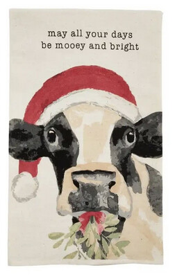 Mudpie 41500256C Cow Watercolor XMAS Farm Towel 