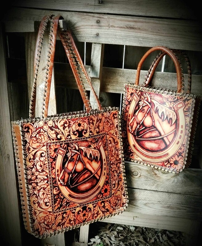 Kurtmen 2309 XOXO Tooled Horse/Saddle Travel Tote