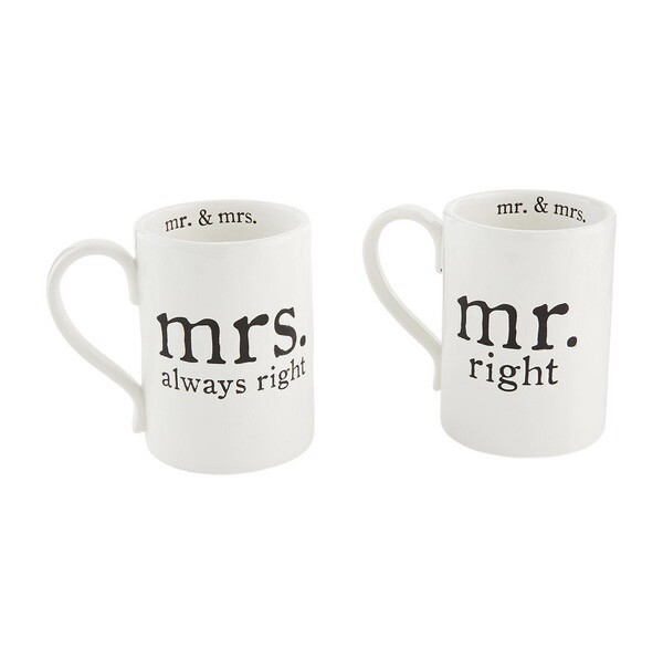 Mud Pie 43500113 Mr & Mrs Right Mugs 