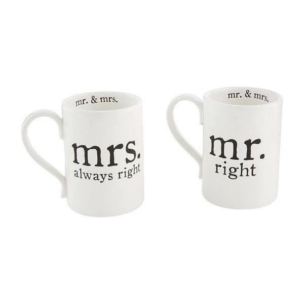 Mud Pie 43500113 Mr &amp; Mrs Right Mugs 