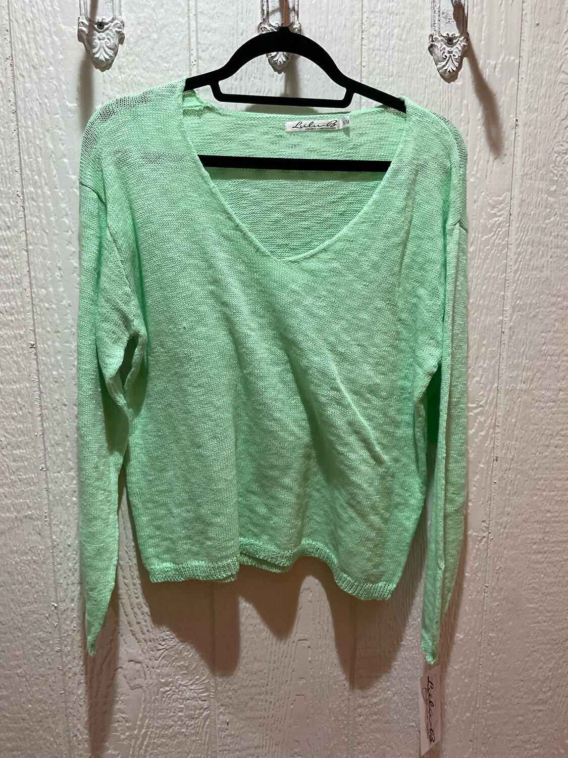 Lulu B KSW 0165 LS Sweater Lime