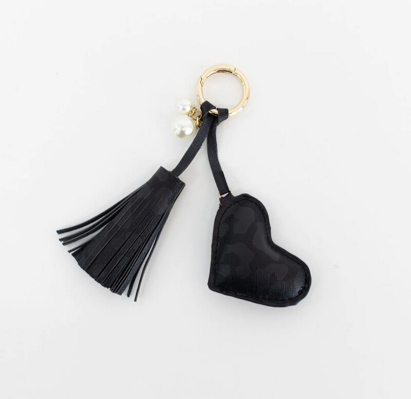 Hollis Black Dusti Rose Heart Keychain 