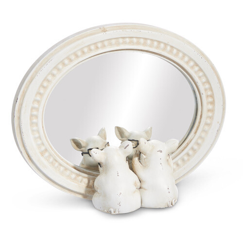 RAZ 4410182 8.75&quot; Pigs with glasses mirrored decor