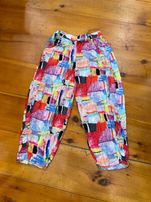 Shana 24075 Crushed Printed Pants-pink