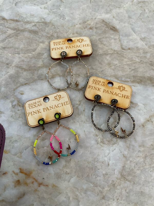 Pink Panache E10 Beaded Hoop w/lightning bolt