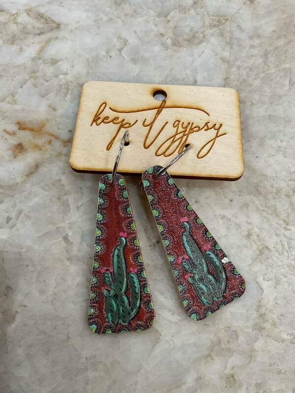 Keep it Gypsy Leather cactus earrings