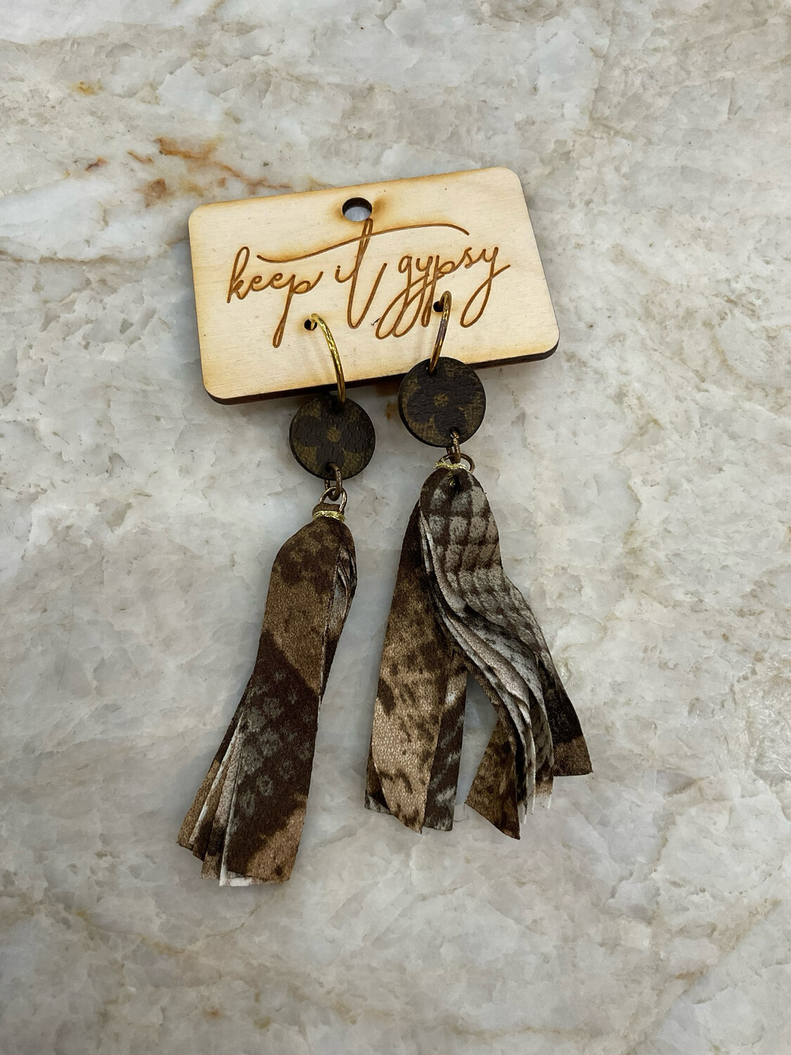 Keep it Gypsy LV animal skin tassels earrings
