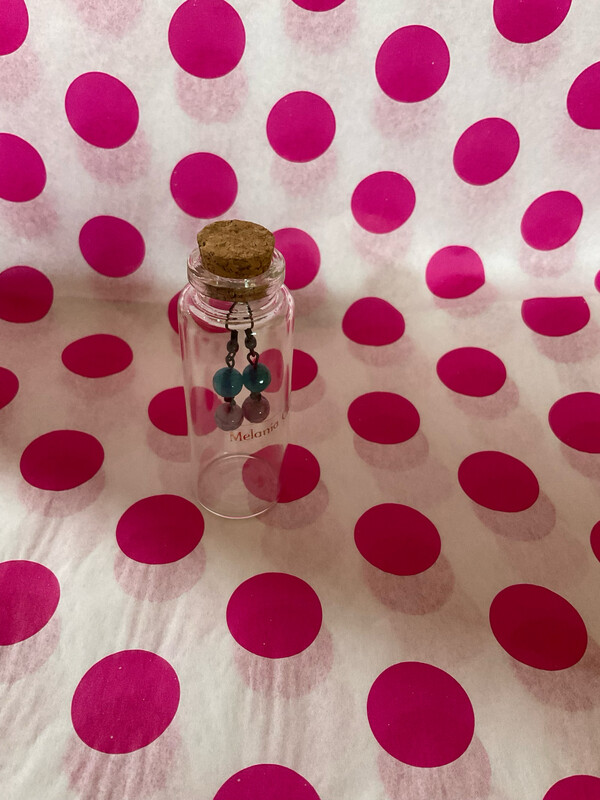 Melania Clara pink/blue stone drop earrings