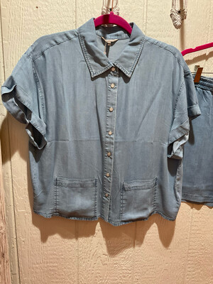 Esqualo HS2410210 Cropped Tencel blouse-denim